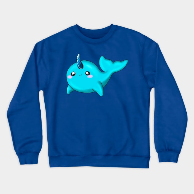 Cute Turquoise Narwhal Crewneck Sweatshirt by Lady Lilac